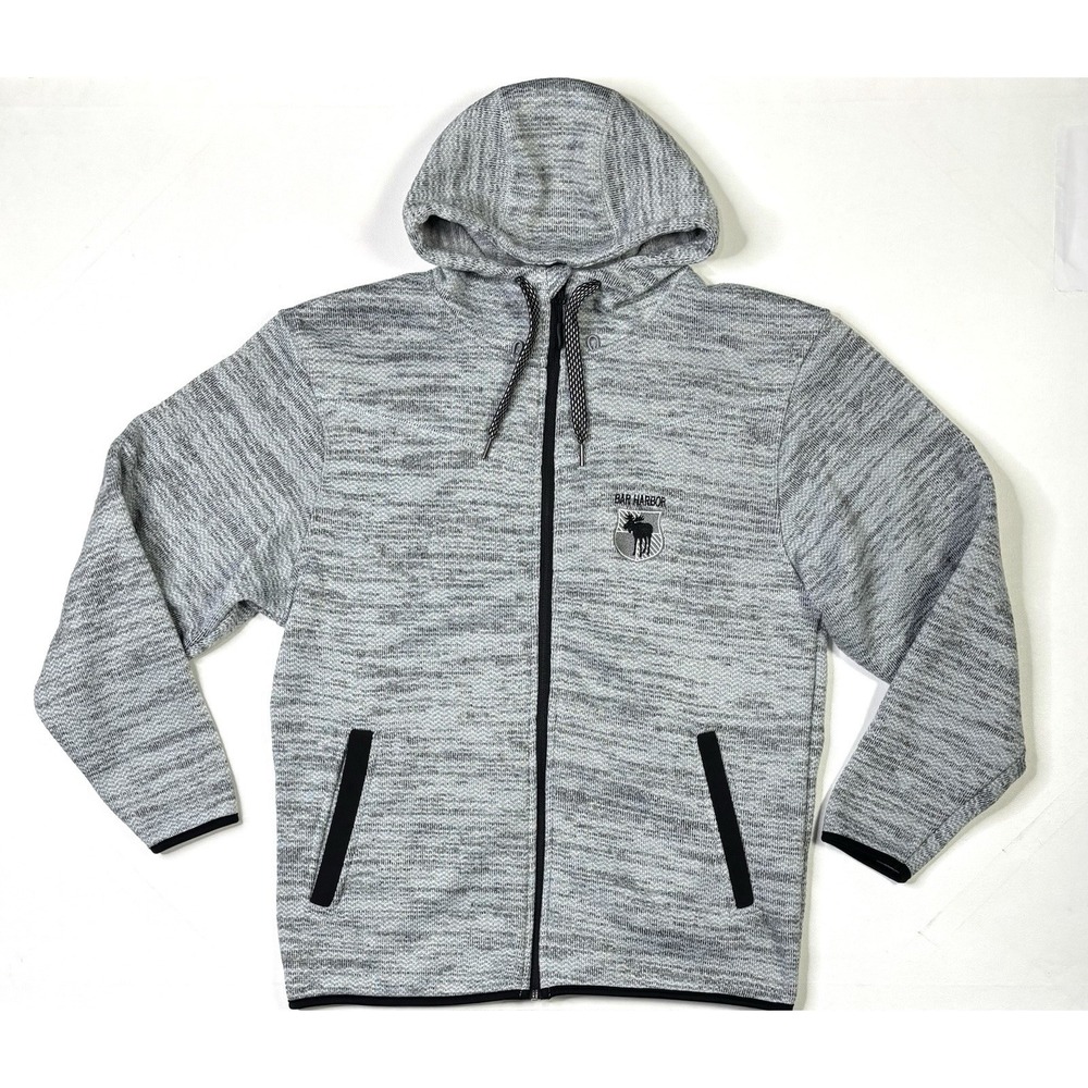 Renegade Club Hooded Jacket Mens Medium Bar Harbor Gray Fleece Full Zip